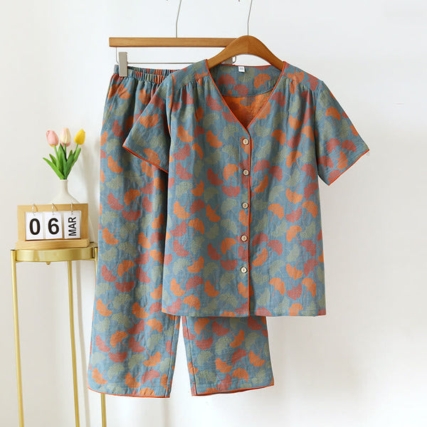 GINGKO SHORT SLEEVE PAJAMA SET - 50% OFF