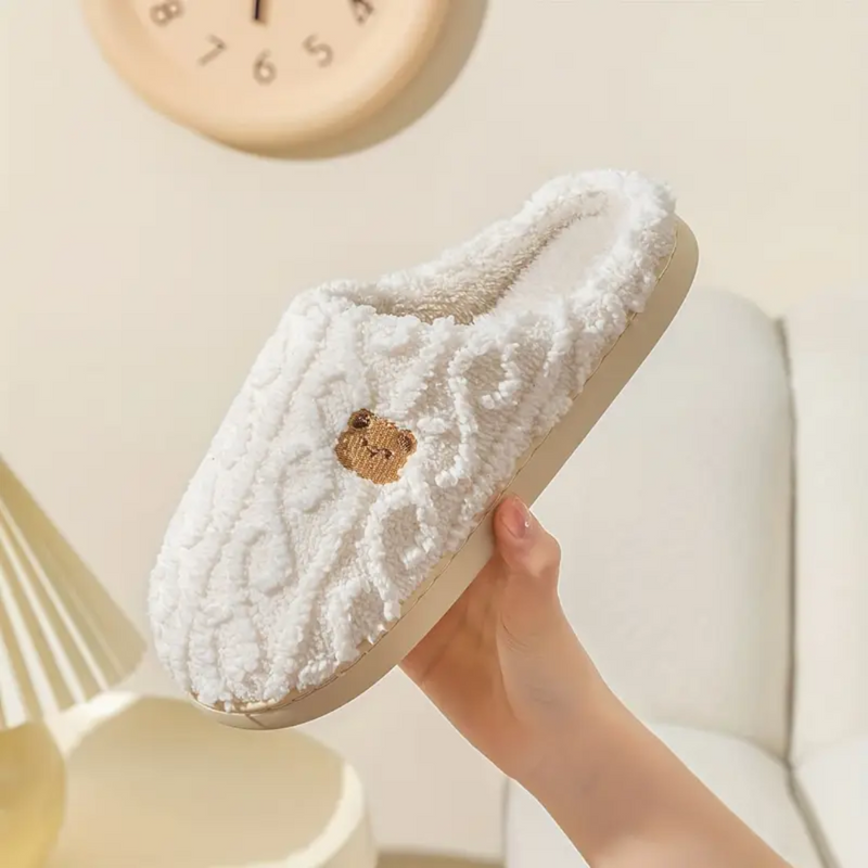 BEAR PRINT SHERPA SLIPPERS - 40% OFF