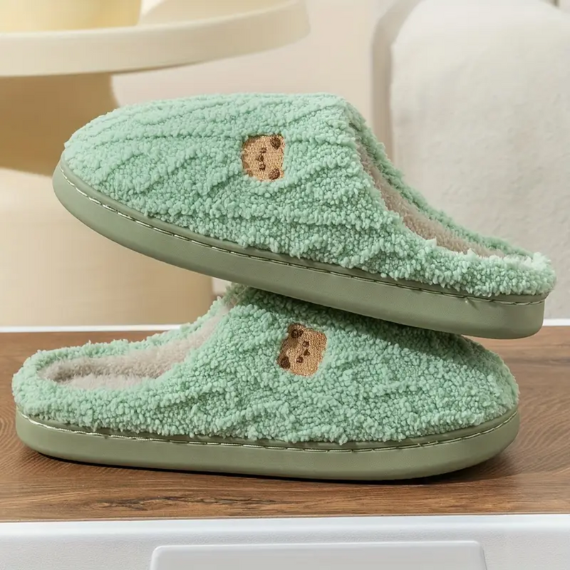 BEAR PRINT SHERPA SLIPPERS - 40% OFF