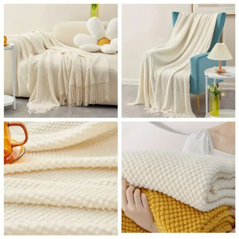 COZY TASSEL KNIT THROW BLANKET - 50% OFF