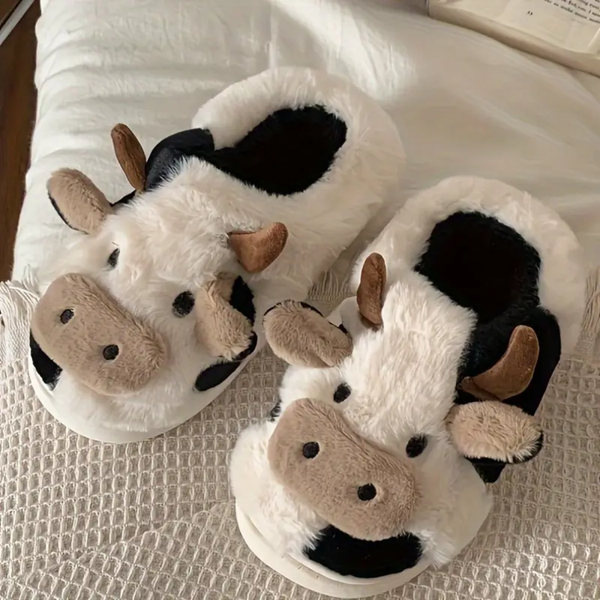FUZZY COW SLIPPERS - 40% OFF