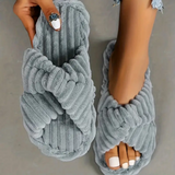 PLUSH CROSS-KNIT SLIPPERS - 40% OFF
