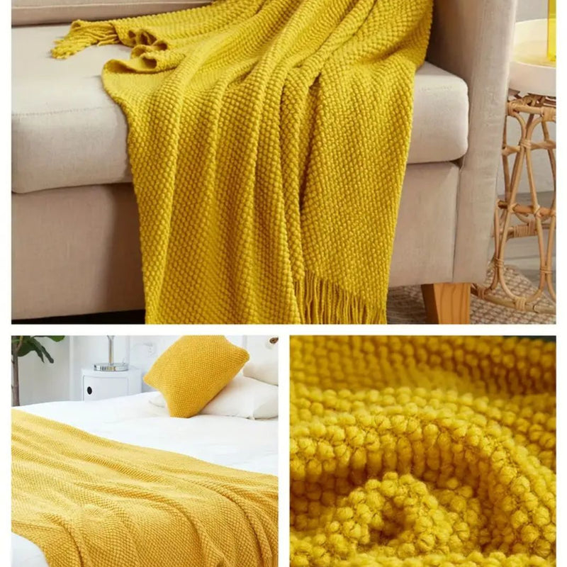 COZY TASSEL KNIT THROW BLANKET - 50% OFF