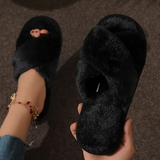 FUZZY CRISS-CROSS SLIPPERS - 40% OFF