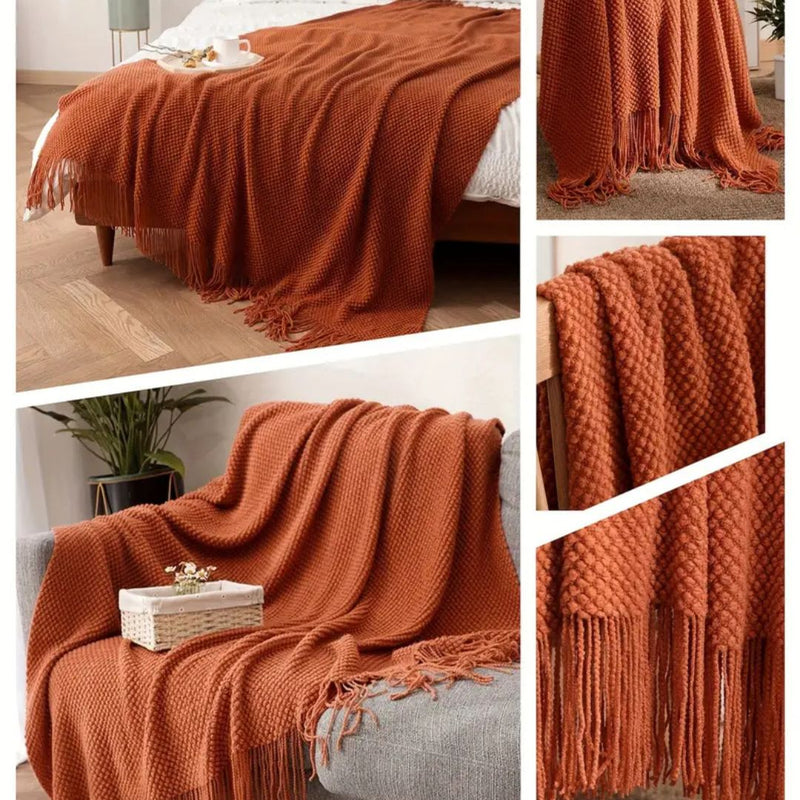 COZY TASSEL KNIT THROW BLANKET - 50% OFF