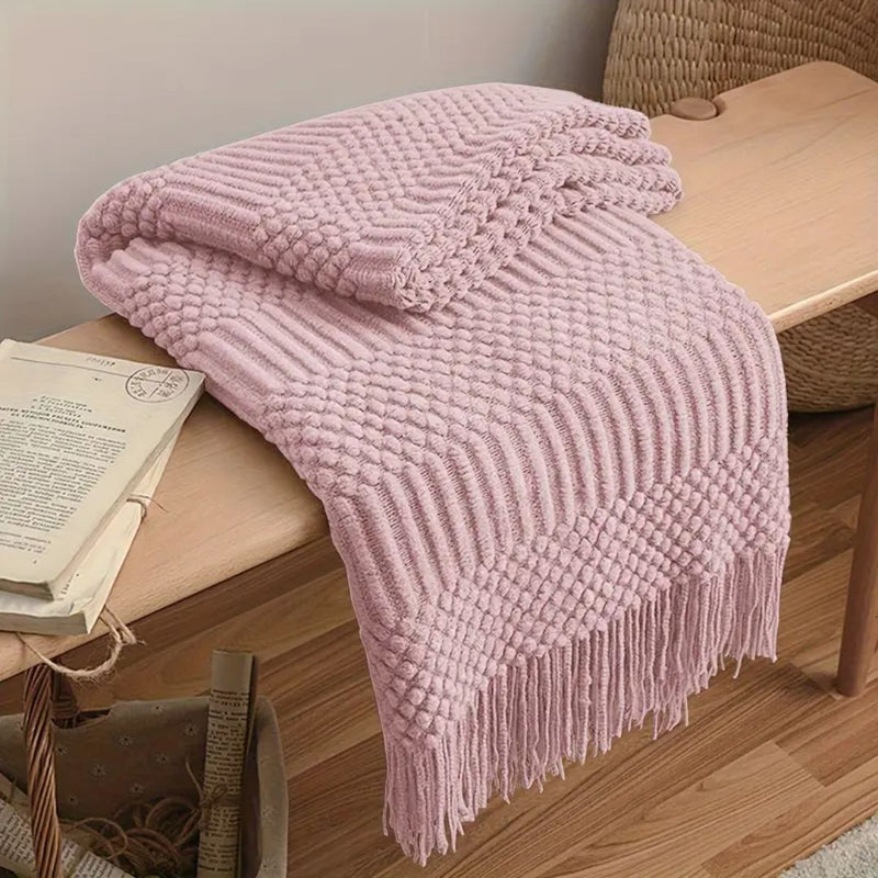 VINTAGE TASSEL KNIT BLANKET - 50% OFF