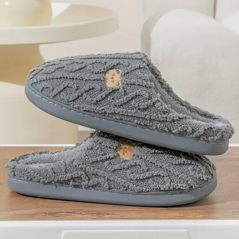 BEAR PRINT SHERPA SLIPPERS - 40% OFF