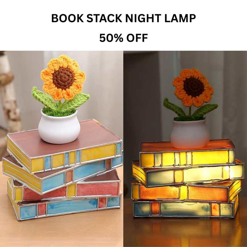 BOOK STACK NIGHT LAMP -  50% OFF