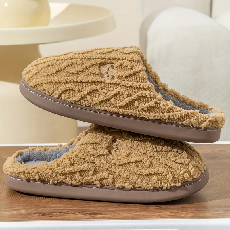 BEAR PRINT SHERPA SLIPPERS - 40% OFF