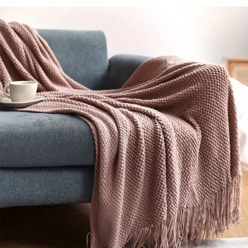 COZY TASSEL KNIT THROW BLANKET - 50% OFF