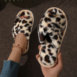 FUZZY CRISS-CROSS SLIPPERS - 40% OFF