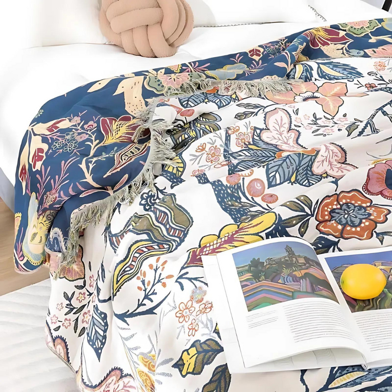 INDIGO GARDEN REVERSIBLE BLANKET - 50% OFF