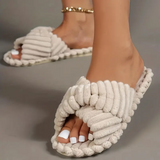 PLUSH CROSS-KNIT SLIPPERS - 40% OFF