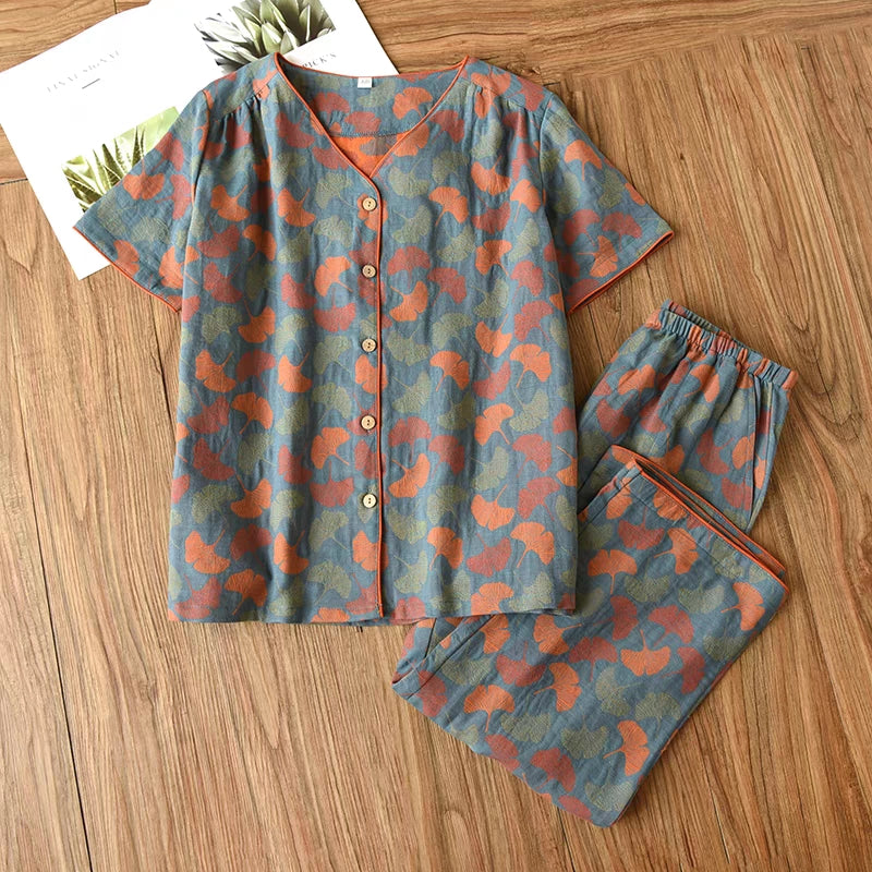 GINGKO SHORT SLEEVE PAJAMA SET - 50% OFF