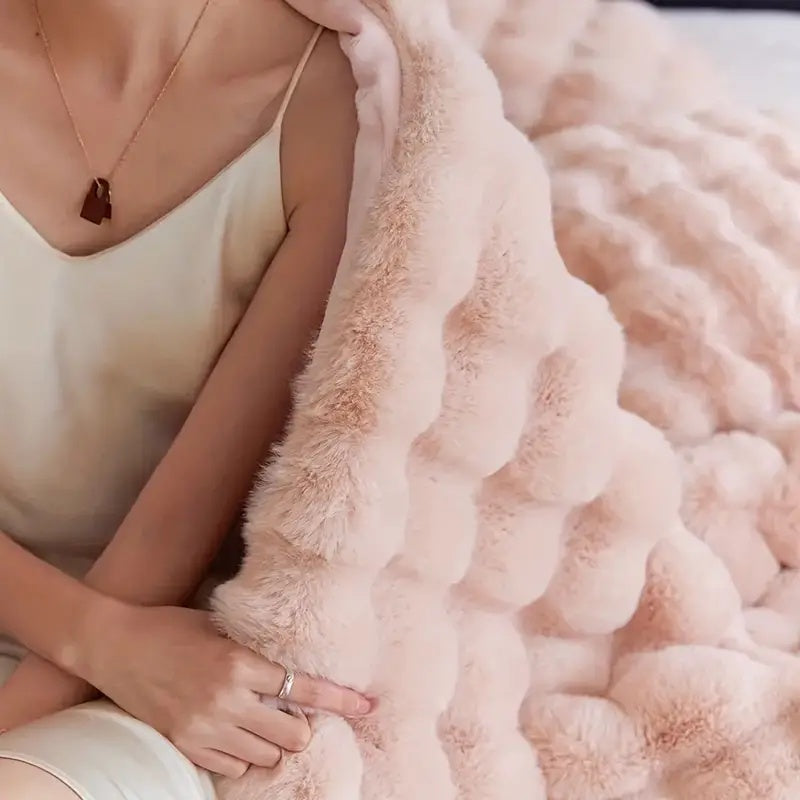 RABBIT FAUX-FUR BLANKET -  50% OFF